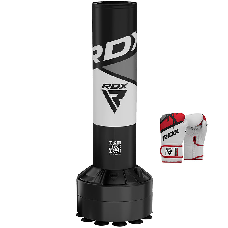 RDX R8 4ft Kids Free Standing Punch Bag Blue With Gloves For Training & Workout Set #color_Grey