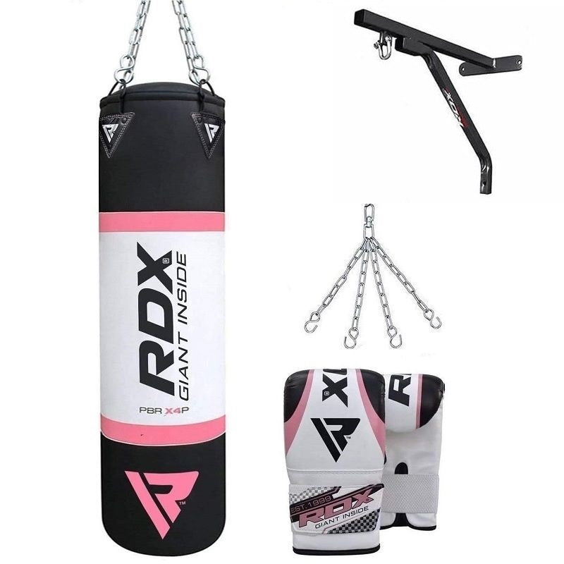 RDX X4 4ft 4-in-1 Punch Bag with gloves wall Bracket Set – RDX