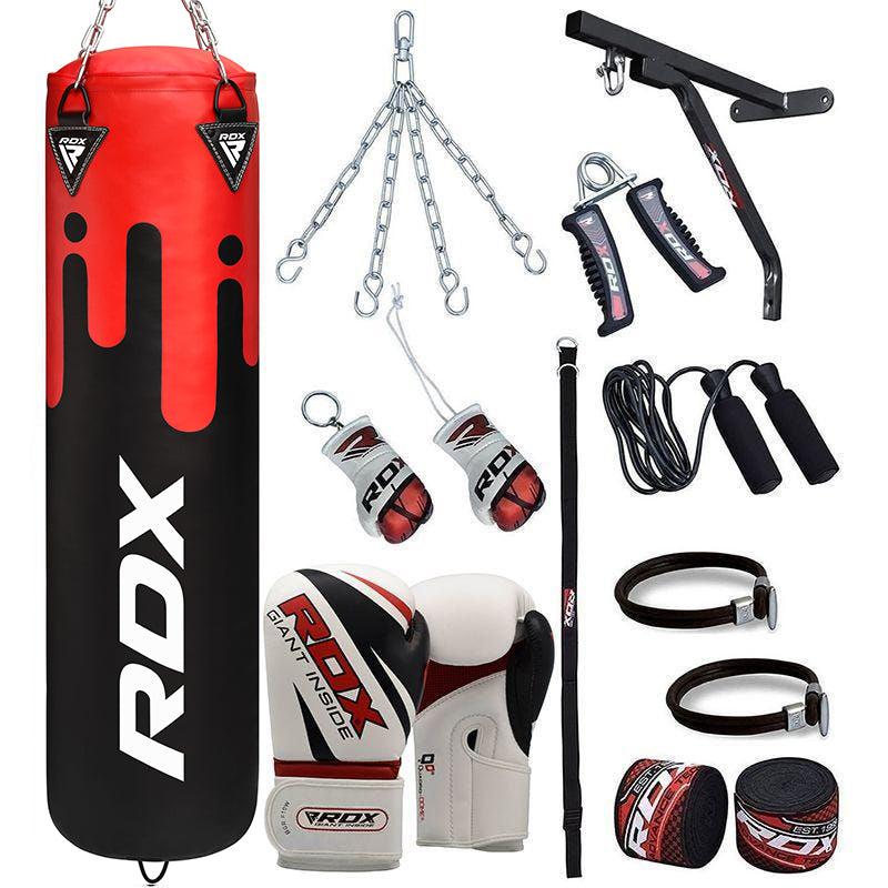 RDX F9 Red 4ft Filled 17pc Punch Bag With 12oz Gloves