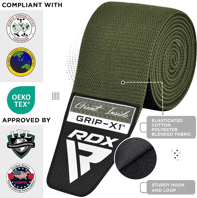 RDX K1 Elasticated Knee Compression Bandage Wraps#color_army-green