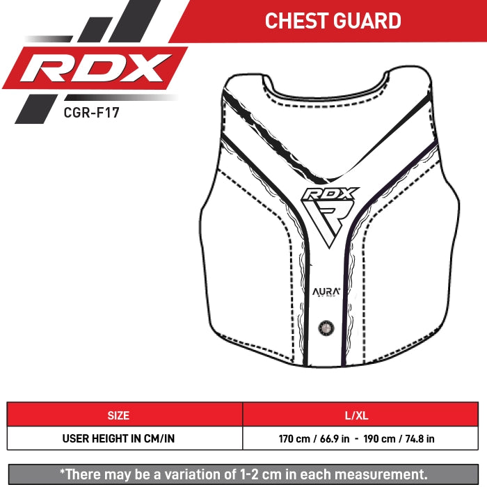 RDX Chest Guard Aura F-17 Size Chart