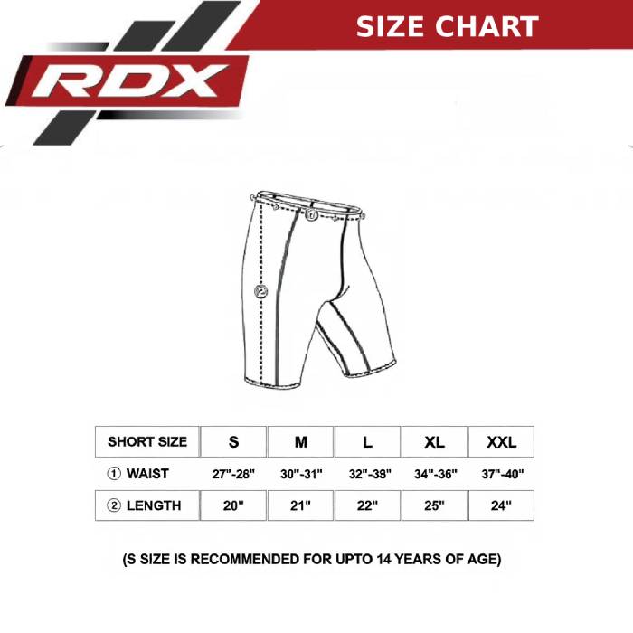 RDX M1 Base Layer Compression Shorts Size Chart