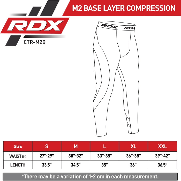 RDX M2 Base Layer Compression Tights Size Chart