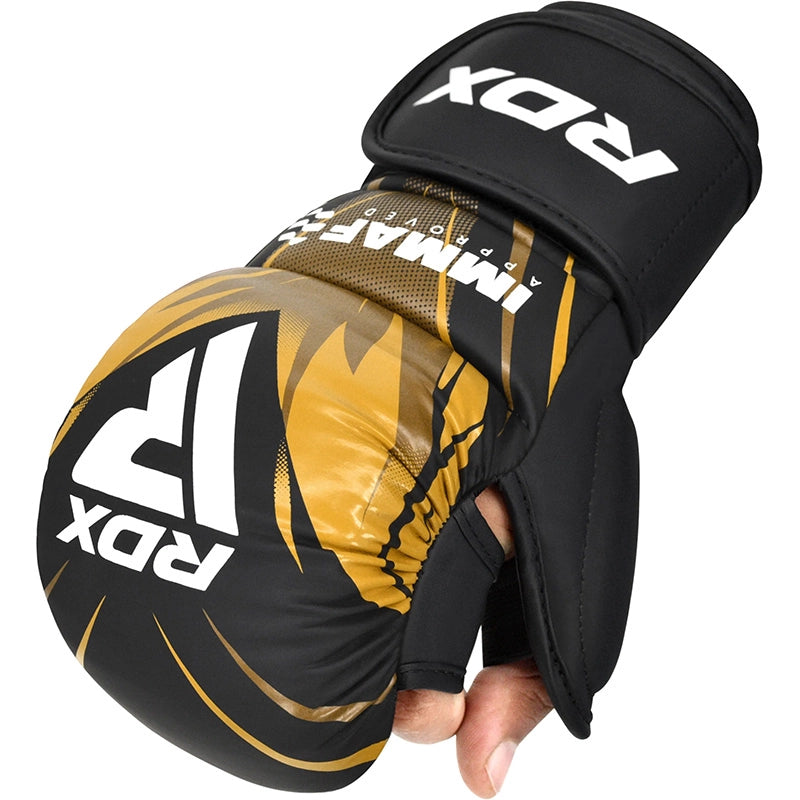 RDX IMMAF Approved Shooter Grappling Gloves Golden