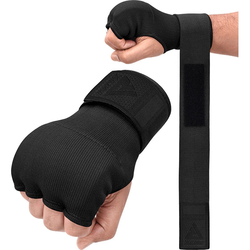 RDX IS Gel Padded Inner Gloves Hook & Loop Wrist Strap for Knuckle Protection OEKO-TEX® Standard 100 certified#color_full-black