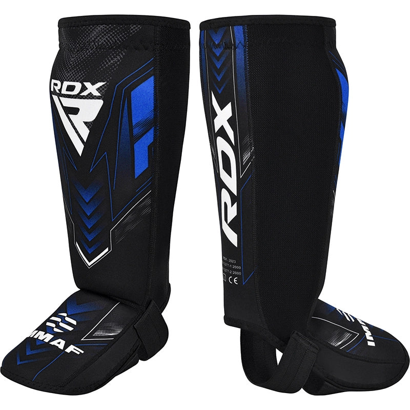 RDX IMMAF Approved Neoprene Shin Instep Guards Blue