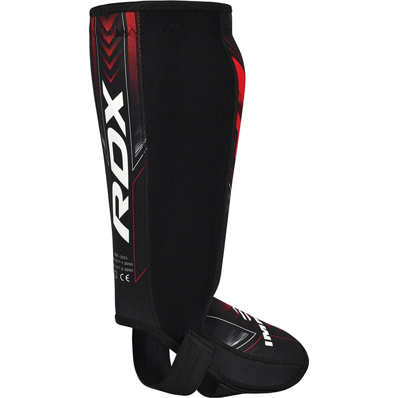 RDX IMMAF Approved Neoprene Shin Instep Guards Red