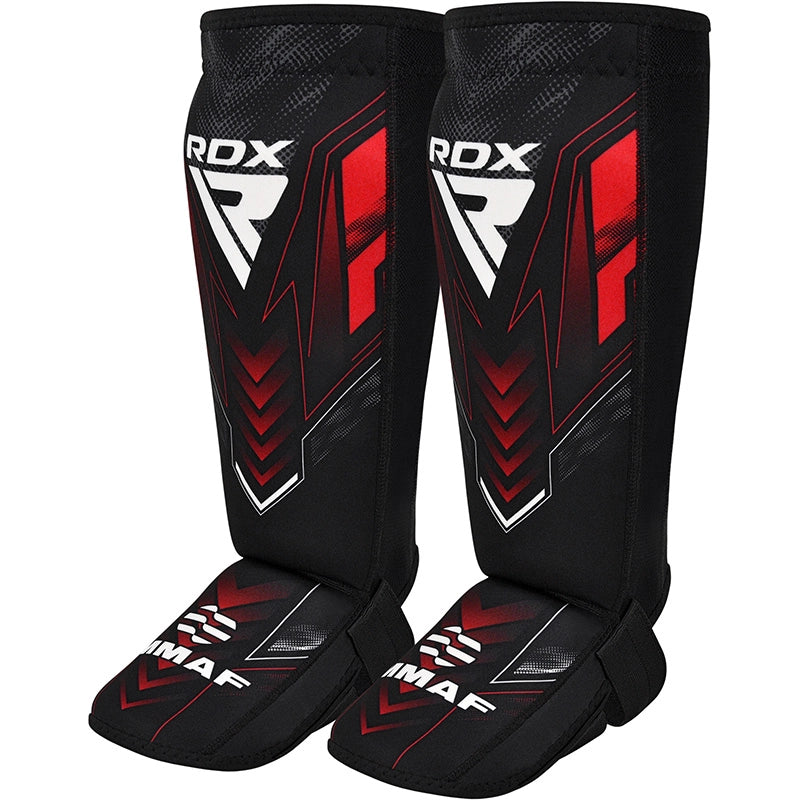 RDX IMMAF Approved Neoprene Shin Instep Guards Red