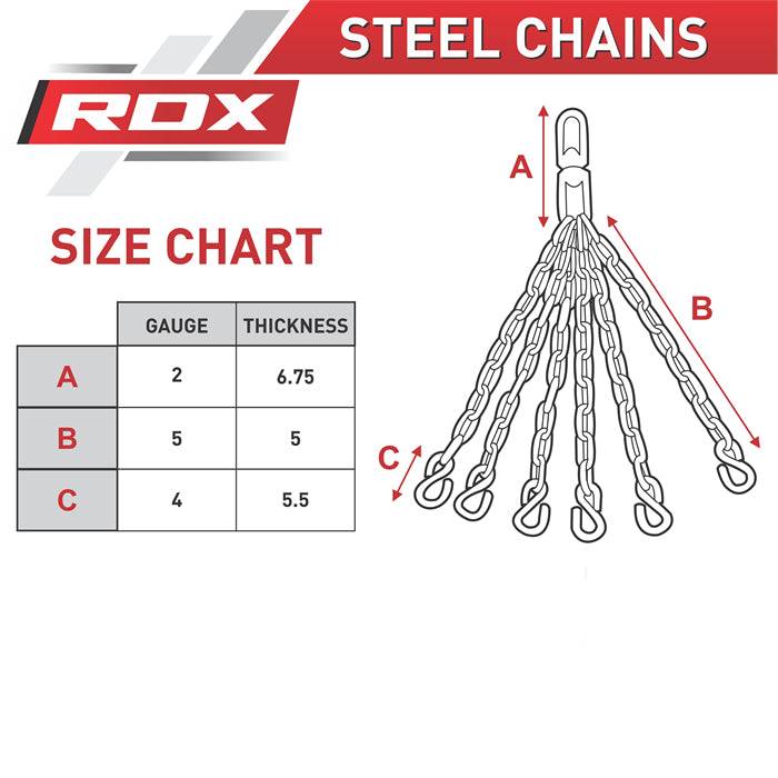 RDX PC 6 Hook Punch Bag Chains Size Chart