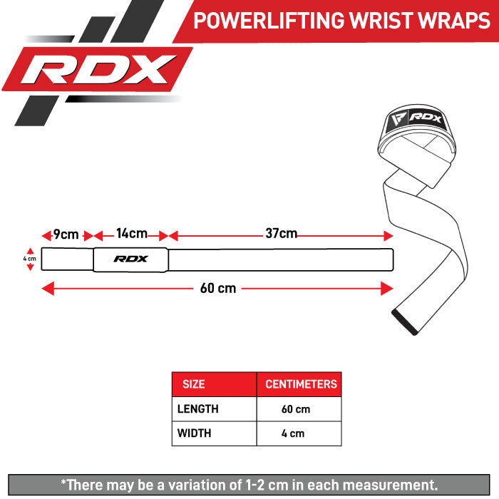 RDX S4 Weightlifting Wrist Straps Size Chart