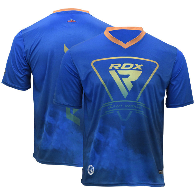 RDX T2 WAKO Approved V-Neck T-Shirts-Blue-L