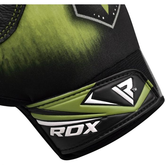 RDX F12 Gym Gloves & Wrist Cuff Hook Straps Weightlifting#color_green