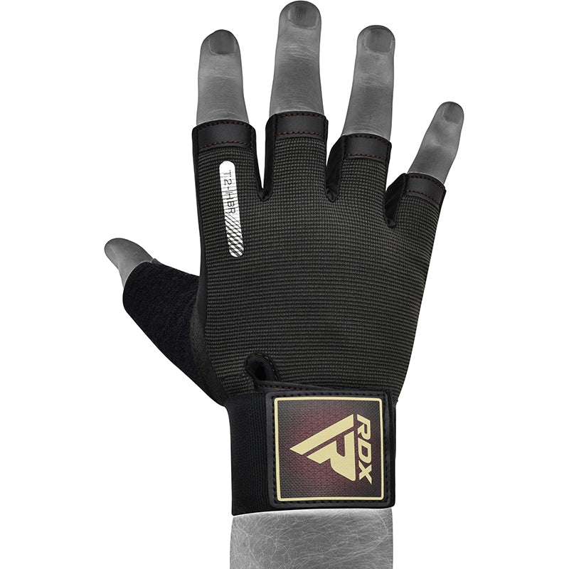RDX T2 Weightlifting Gloves#color_brown
