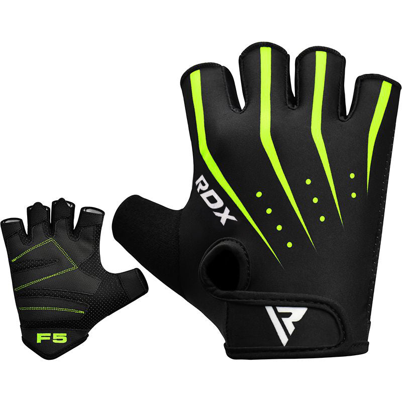 RDX F5 Large Green Lycra Weight Lifting Gym Gloves 
