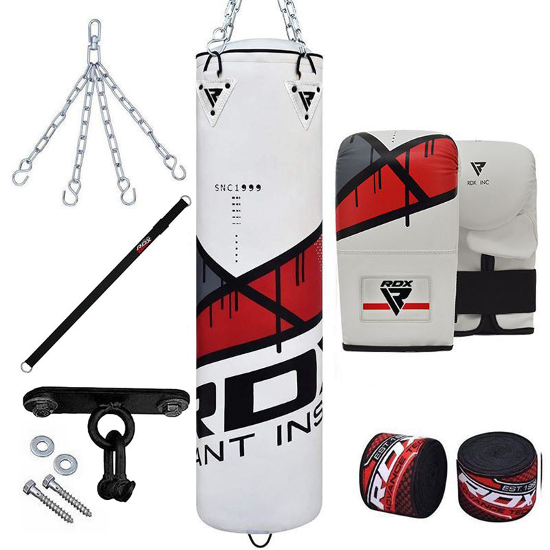 RDX white red punching bag with wall bracket