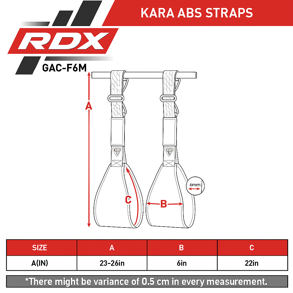 RDX F6 KARA Gym Workout Abs Straps Size Chart