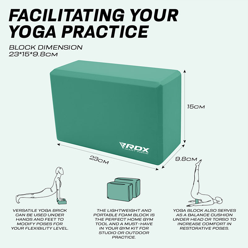 RDX YB EVA Foam Yoga Block Non-Slip Brick#color_green