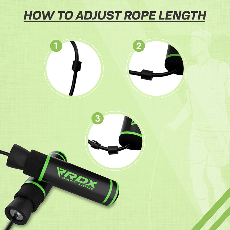 RDX SR Adjustable 10.3ft Non-Slip Memory Foam Soft Handles Skipping Rope#color_green