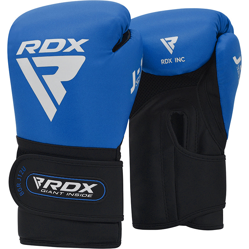 RDX J12 Kids Boxing Gloves PU Leather for Children 6oz#color_blue