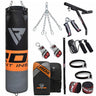 RDX black orange grey punching bag with mitt