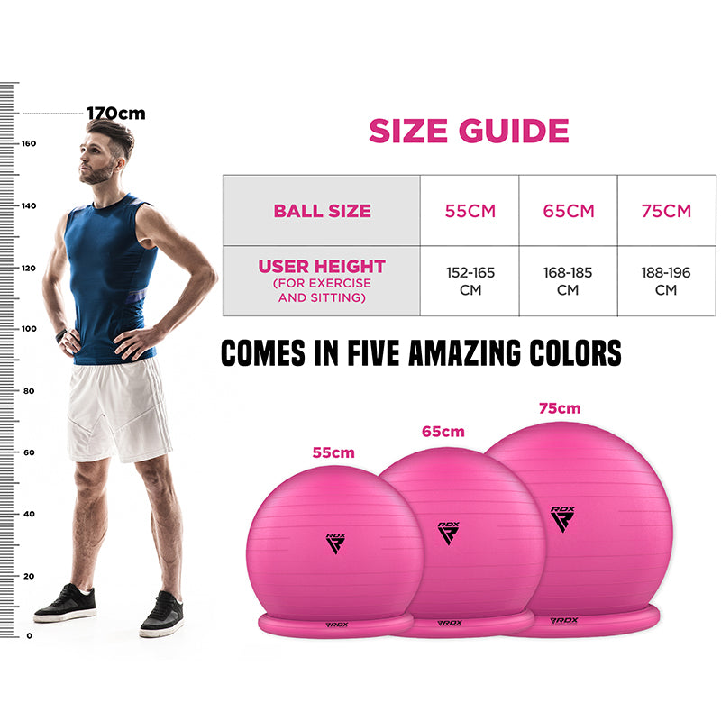 RDX B2 Yoga Ball with Base-Red-55cm#color_pink