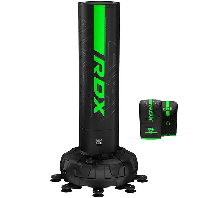 RDX F6 6ft Kara Green & Black Free-Standing Punch Bag With Mitts Set#color_green