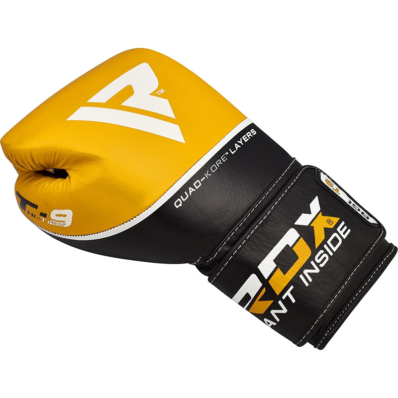 RDX T9 Ace Leather Boxing Gloves#color_yellow