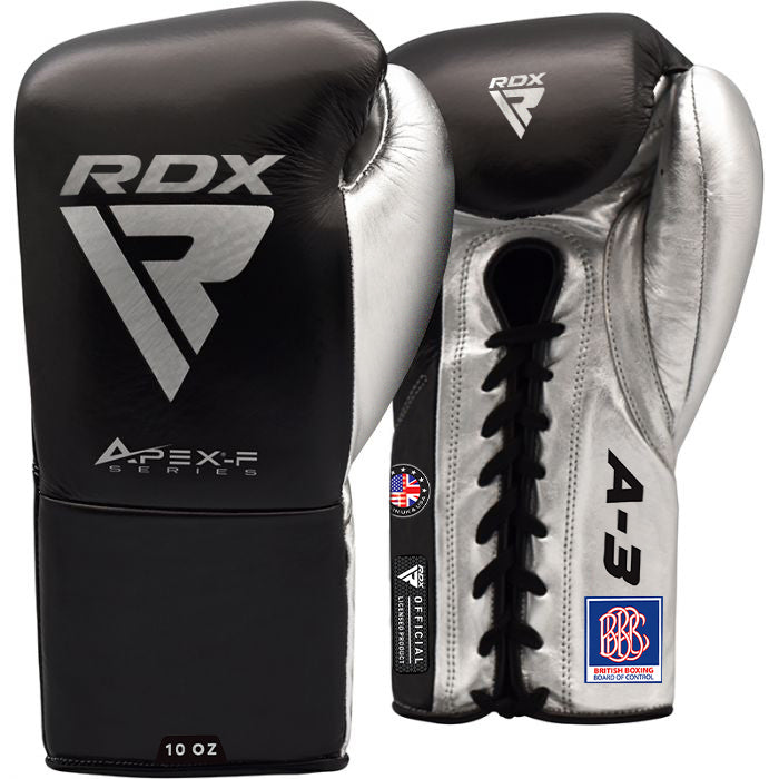 RDX A3 8oz Black Leather Fight Boxing Gloves 