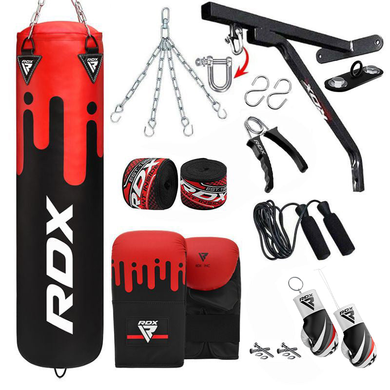 RDX F9 4ft / 5ft 14-in-1 Heavy Boxing Punch Bag &amp; Mitts Set-Filled-5 ft-14PC