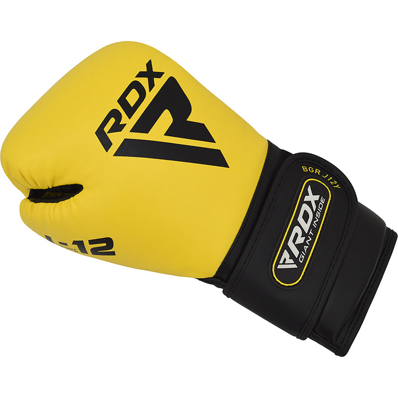 RDX J12 Kids Boxing Gloves PU Leather for Children 6oz#color_yellow
