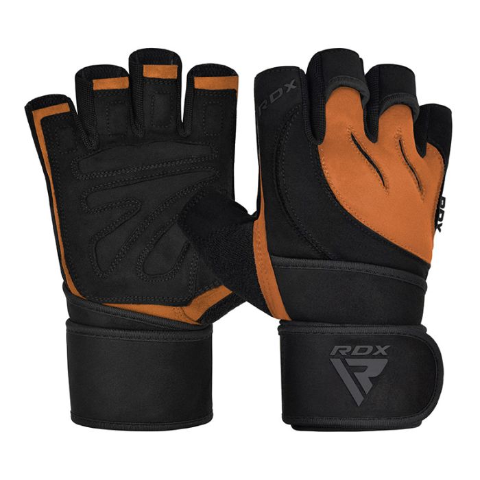 RDX L4 Open Finger Weightlifting Gym Gloves#color_tan