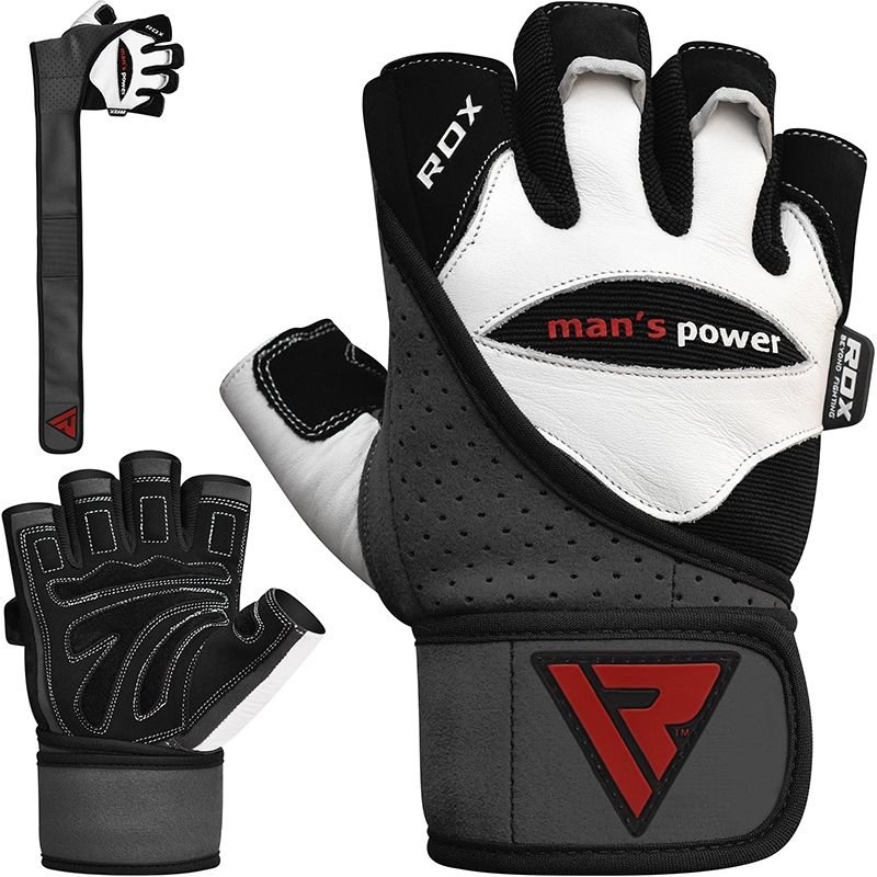 RDX L1 2XL White Leather Gym Gloves 