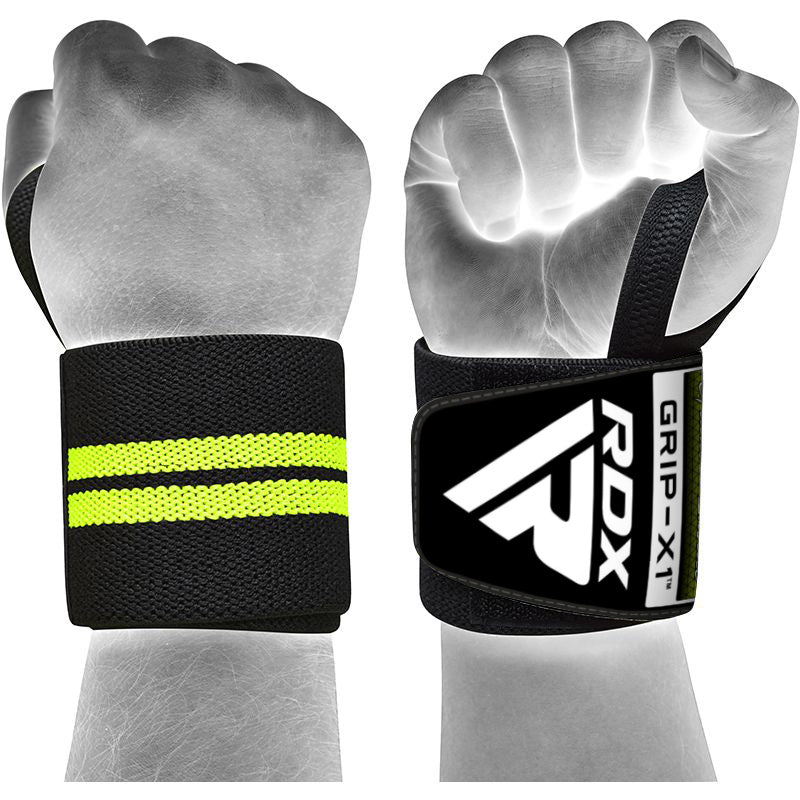 RDX W3 IPL USPA Approved Powerlifting Wrist Support Wraps with Thumb Loops OEKO-TEX® Standard 100 certified#color_blackgreen