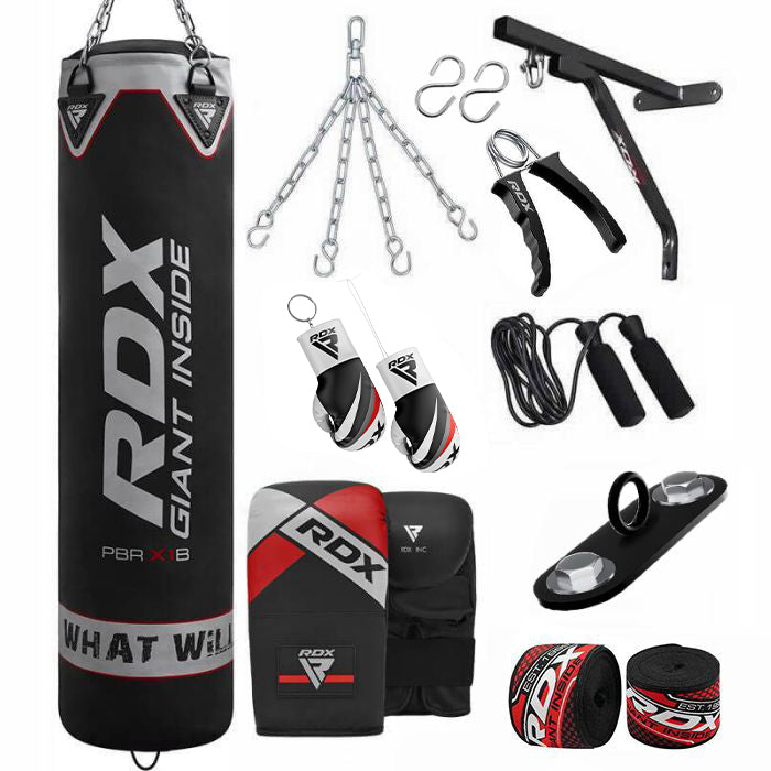 RDX X1 14pc Punch Bag with Bag Gloves Home Gym Set-4 ft-14PC-Filled