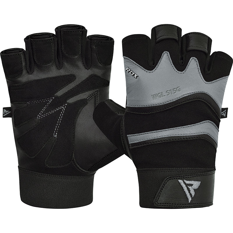 RDX S15 Extra Large Grey Leather Weight lifting gloves 