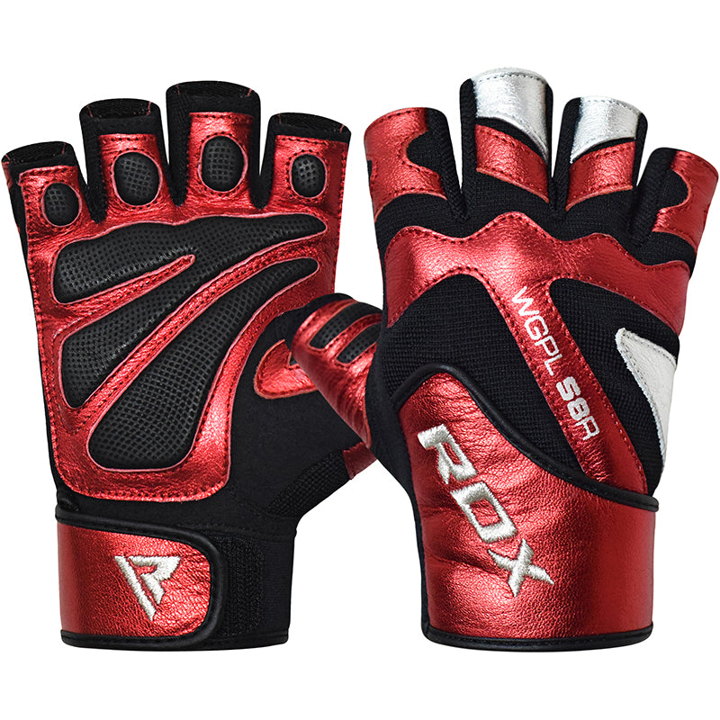 RDX S8 Bold Extra Large Red Leather Gym Gloves 