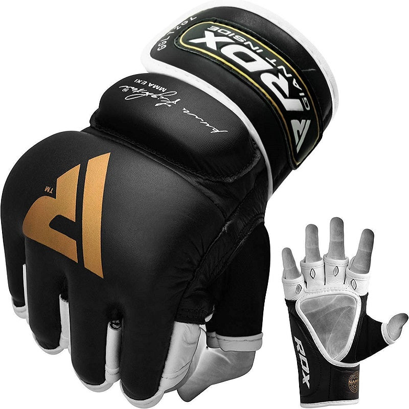 RDX T2 Quest Extra Large Golden Leather MMA Gloves 