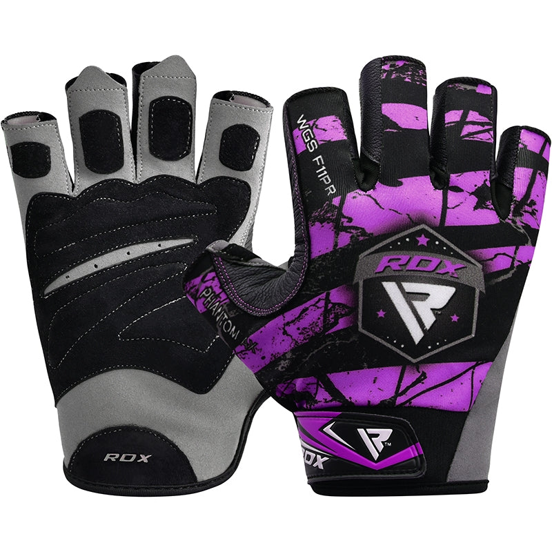 RDX F11 Medium Purple Lycra Bodybuilding Gym Gloves 