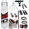 RDX F7 Red 4ft Filled 13pc Punch Bag with 12oz Boxing Gloves