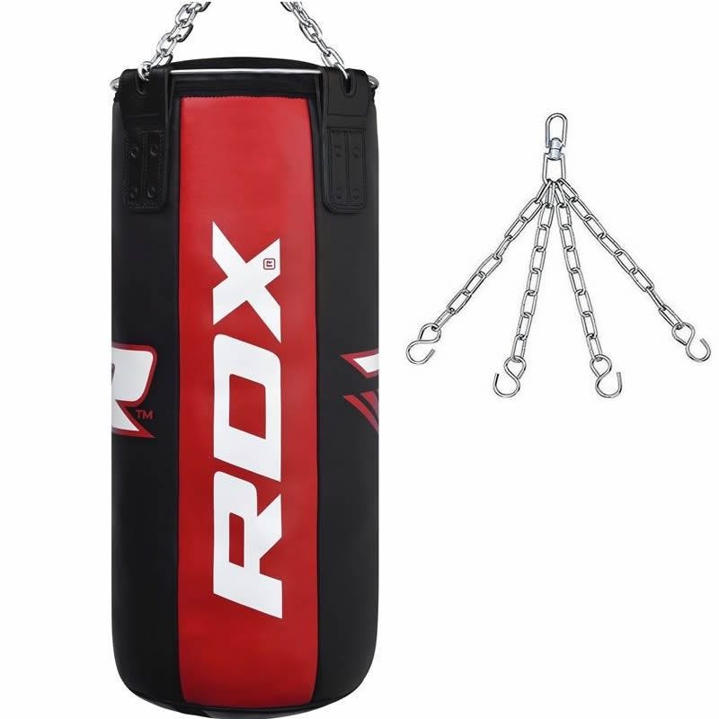 RDX X3 3ft 2-in-1 Red Unfilled Leather Professional Punch Bag Set