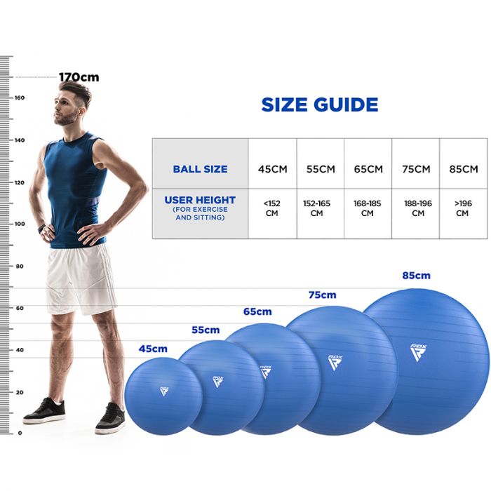 RDX B1 Inflatable Anti-Slip Yoga Ball with Portable Foot Air Pump#color_blue