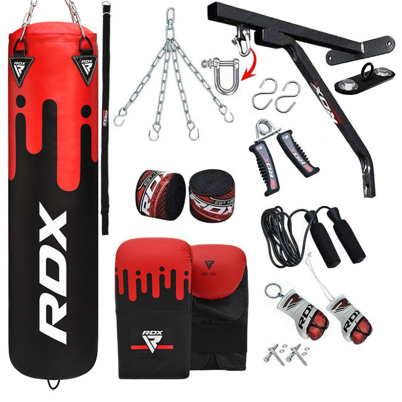 RDX F9 4ft / 5ft 14-in-1 Heavy Boxing Punch Bag & Mitts Set