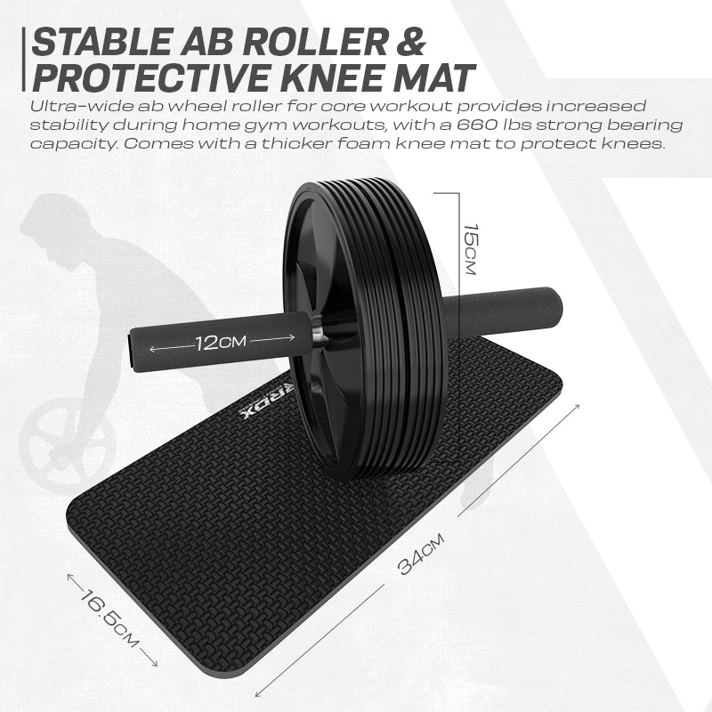 RDX 1B 4-in-1 Ab Roller with Push-Up Bar, Skipping Rope & Knee Pad Set