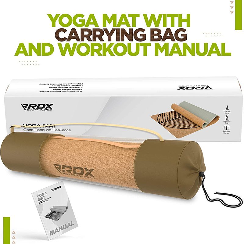 RDX D2 4-in-1 6mm Cork Yoga Mat Set