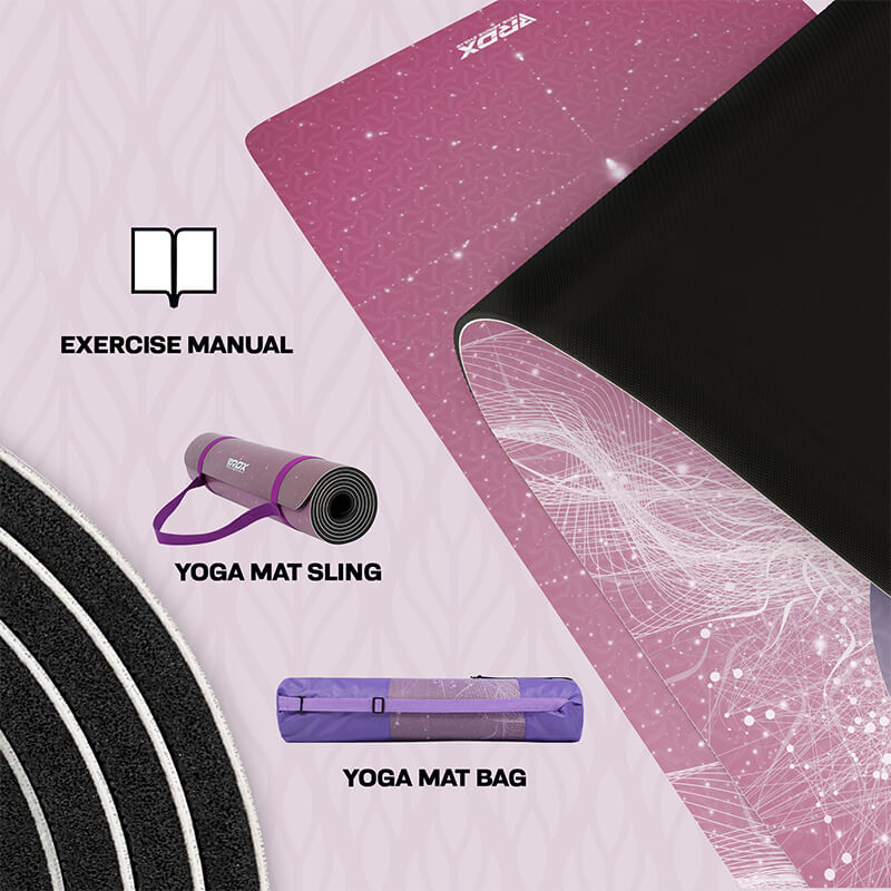 RDX D4 6mm 4-in-1 PU Rubber Yoga Mat Set