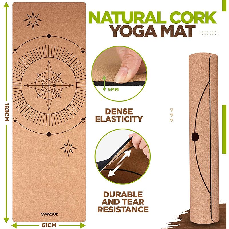 RDX D6 4-in-1 6mm Cork Yoga Mat