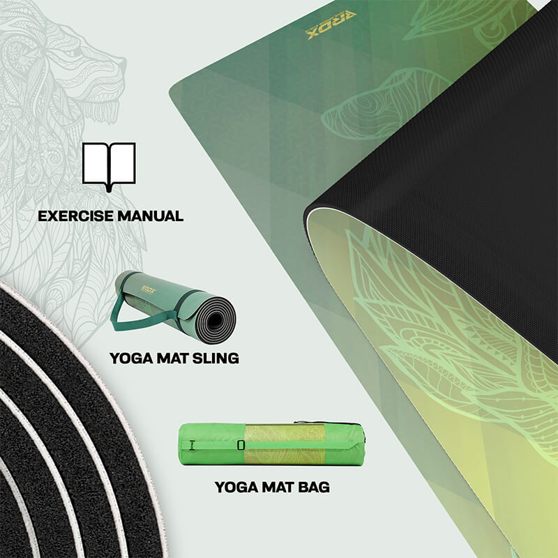 RDX D7 6mm 4-in-1 PU Rubber Yoga Mat Set