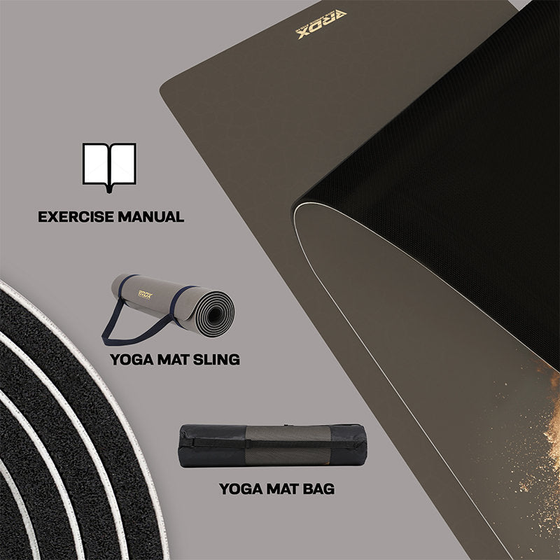 RDX D8 6mm 4-in-1 PU Rubber Yoga Mat Set
