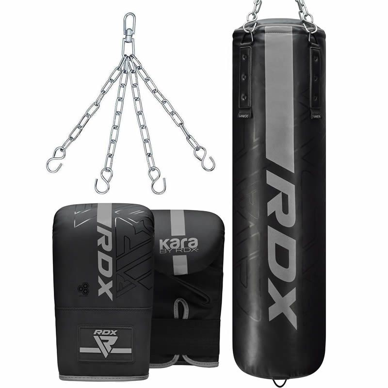 RDX F6 KARA 4ft/5ft Punch Bag & Bag Gloves#color_silver