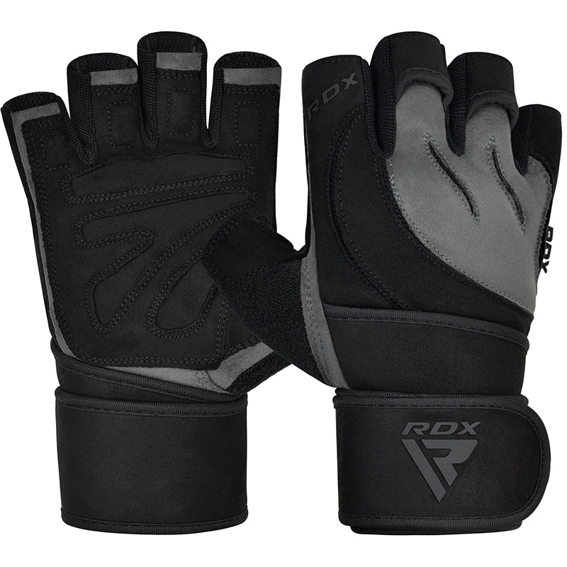 RDX L4 Open Finger Weightlifting Gym Gloves#color_grey